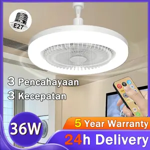 Garansi 5 Tahun Lampu Kipas Langit-langit Jarak Jauh 2in1 Lampu Plafon Multi Fungsi Lampu Kipas LED 36W Konektor E27 Remote Control