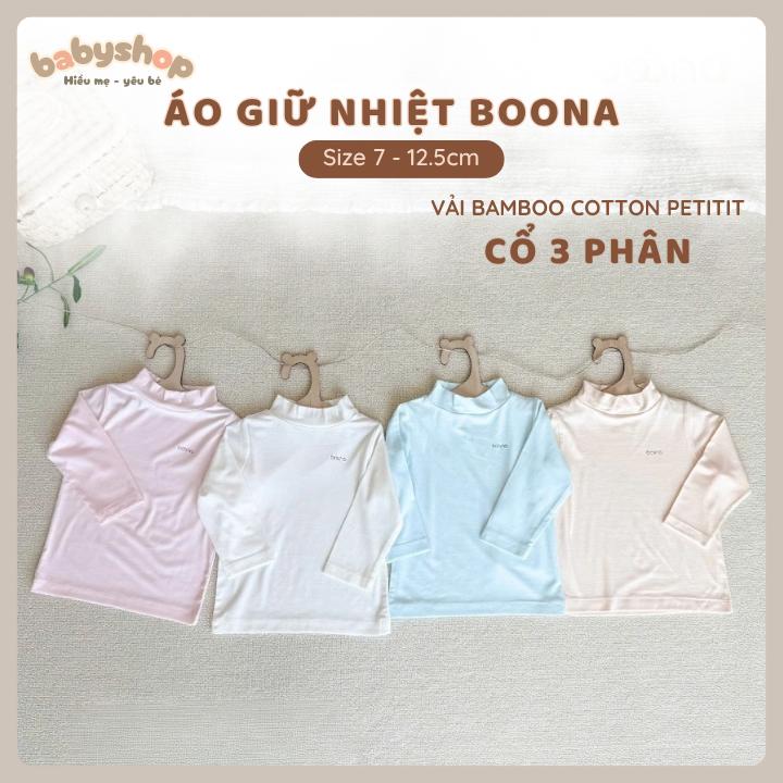 Áo Giữ Nhiệt Boona Chất Bamboo Cotton Petitit  Cổ 3 Phân Cho Bé Trai, Bé Gái Từ 6M đến 24M