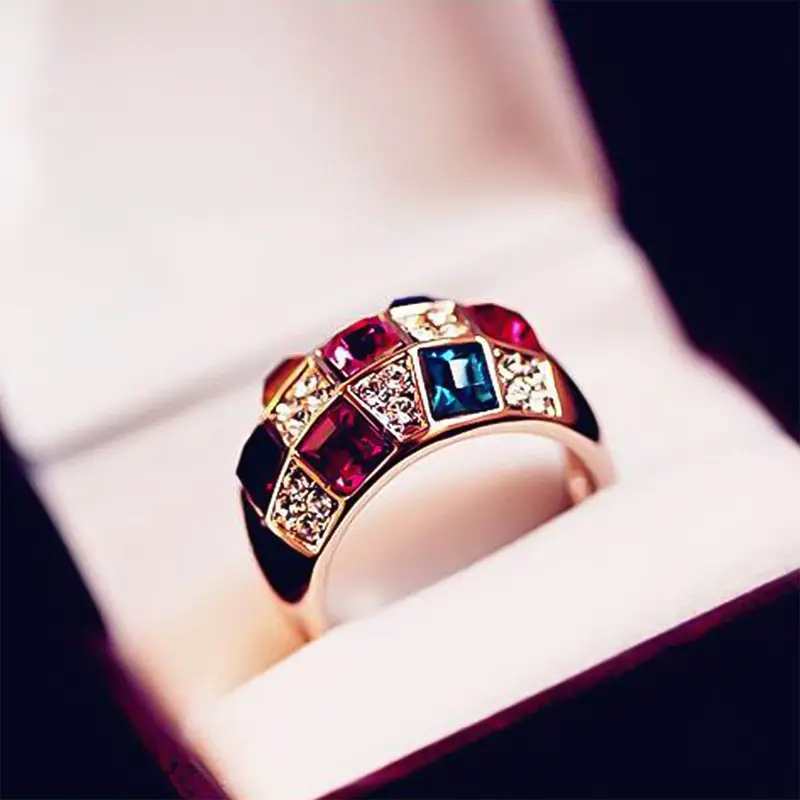Unique & Fancy Ring with Clear & Other Colors Crystals
