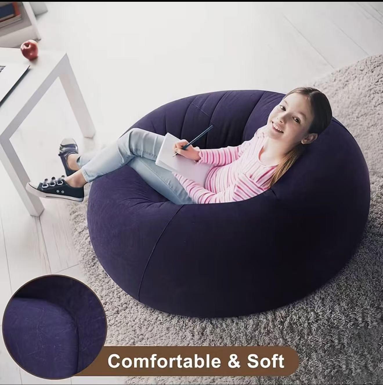 Cutebaby Bag Dewasa Single Sofa Minimalis Sofa Millenial Bean Bag Portabel Sofa Empuk Ultra Bentuk Bulat Untuk Kamar Asrama Luar Ruangan Furniture Sofa tiup Pompa Gratis