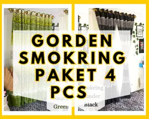 Paket Hemat Gorden Jendela Panjang Bahan Katun Dispers 4 Pcs - Lebar 110 cm Panjang 210 cm