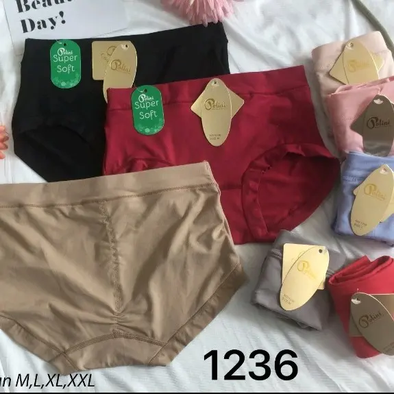 ( 36 RIBU DAPAT 3PCS) CELANA DALAM POLINI 1236 SUPER SOFT COOL MAX Katun Lembut Wanita Nyaman 0