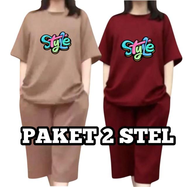 Product Introduction of Paket 3 Stelan kulot dewasa pendek celana 7/8 stelan dewasa viral stelan wanita dewasa warna RANDOM Setelan Santai 9