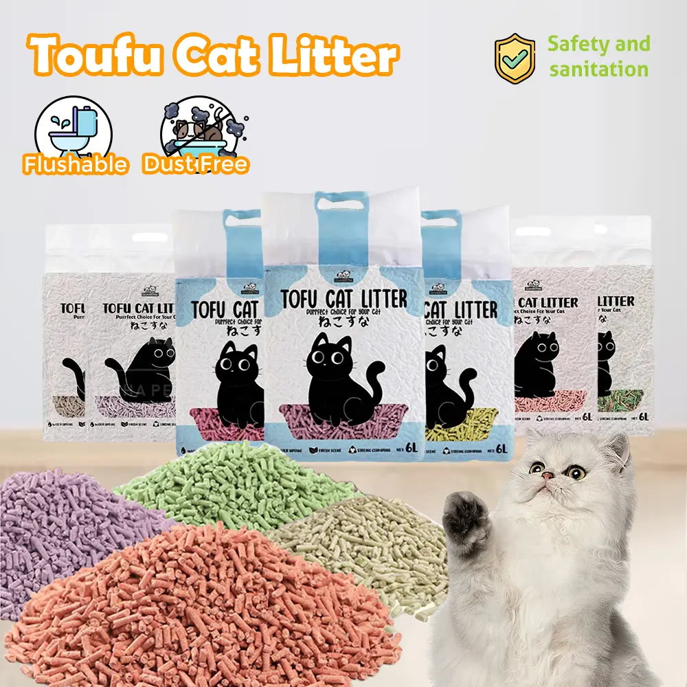 TTPETWORLD Super Clumping Natural Cat Litter Tofu 6L Pasir Kucing Toufu Anti-Bacterial Pasir Tofu