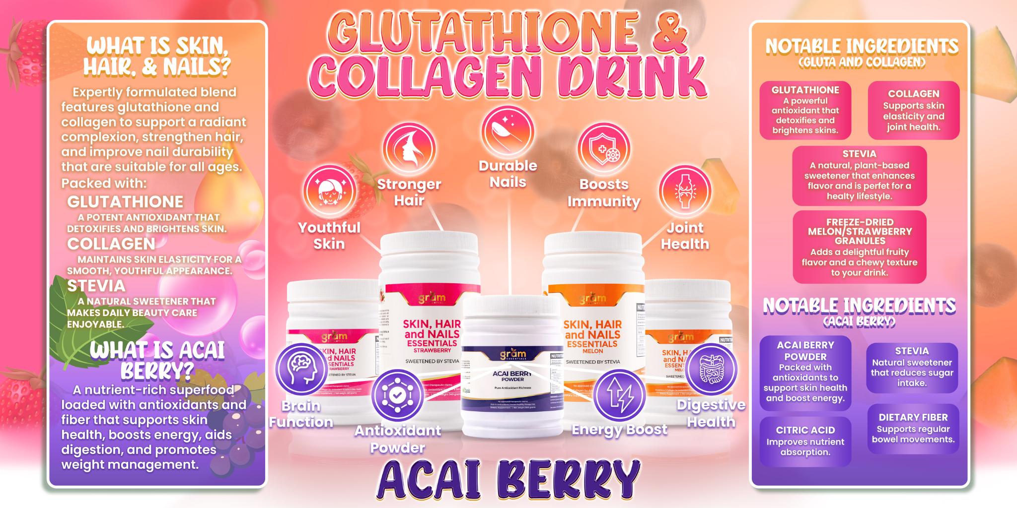 GRAM Essentials Glutathione and Collagen Drink Strawberry Flavor (30 servings) Supplement Beauty Dietary Skin Hair and Nails Essentials free Tumbler - TikTok Shop Philippines GRAM Essentials Glutathione and Collagen Drink Strawberry Flavor (30 servings) Supplement Beauty Dietary Skin Hair and Nails Essentials free Tumbler - TikTok Shop Philippines