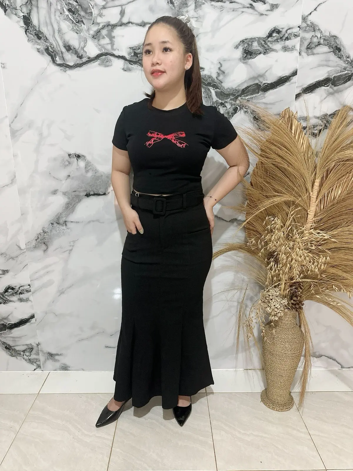 New Rok Duyung+Belt Kekinian / Mermaid skrit / Korean style / Rok Maxi/ Bahan Soft Jeans Import Stretch rok  duyung Wanita Melar High