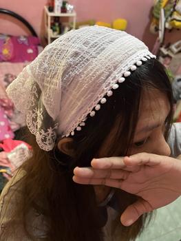 Product Review of Town Shell - Bando Raw Lace Korean Head Band / Bandana Kain / Bando Kekinian / scarf from V**a 0