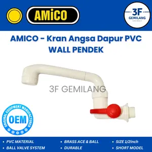 AMICO - Kran Angsa Tembok Dapur PVC - Angsa WALL PENDEK - BOLA KUNINGAN TOP QUALITY