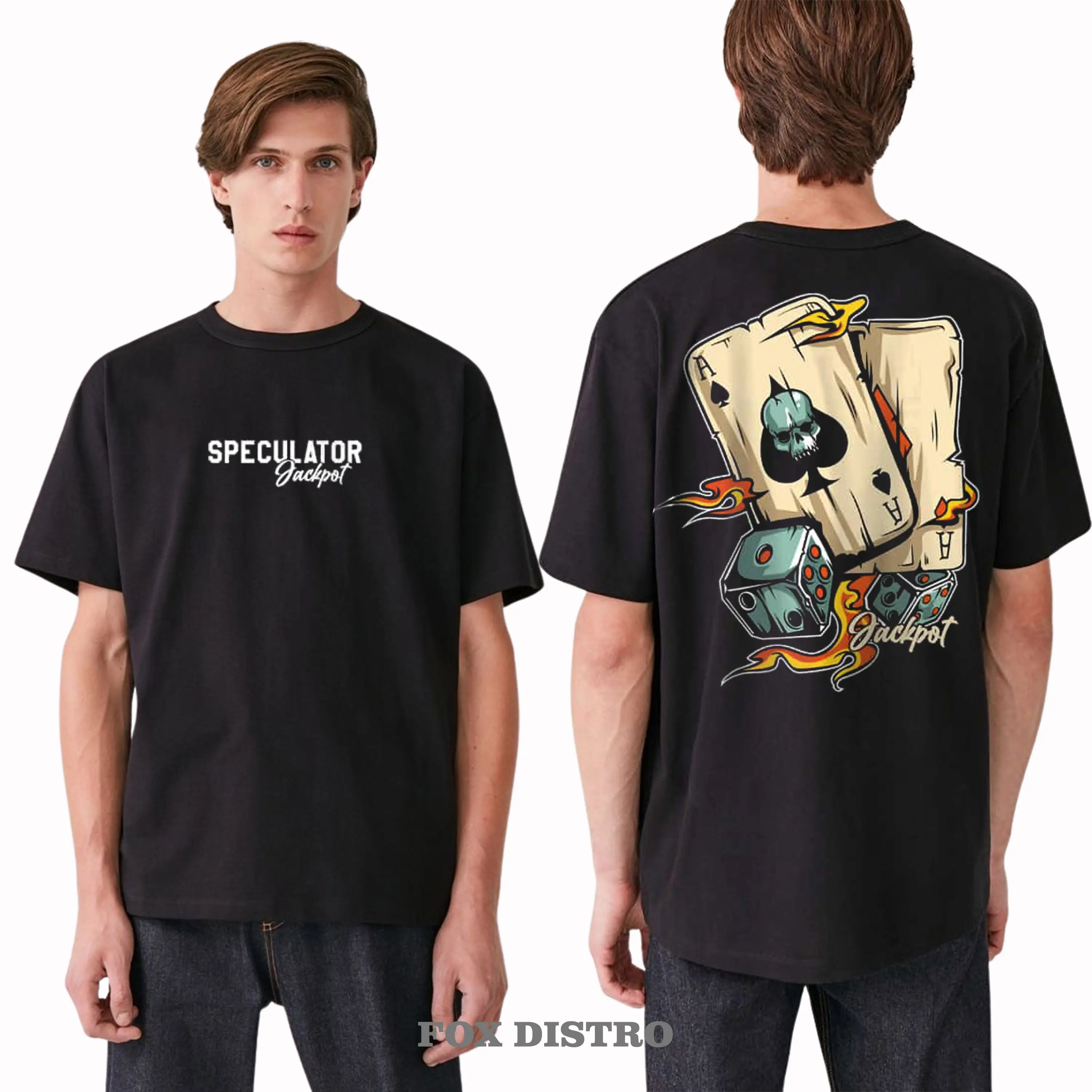 Atasan Kaos T-Shirt Pria Distro Streetwear SPECULATOR KARTU AS Warna Hitam Lengan Pendek Terbaru Keren Viral - COD combed baju katun Panjang Anime Jepang