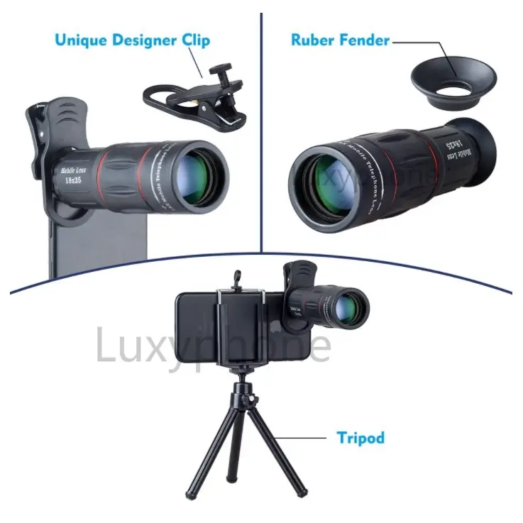 (In Stock)Luxyphone lensa apexel 28x zoom lensa kamera apexel 18x25 hp telezoom lensa tele zoom hp lensa hp lensa kamera pantai Ponsel Hitam 8