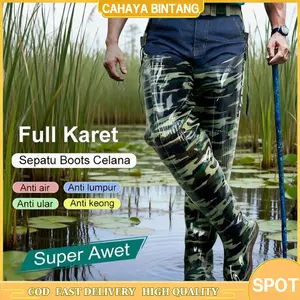 Boot Pria Loreng 80CM Anti Air Tinggi untuk Kerja Pertanian Sol Karet Tahan Keong Multifungsi Cocok untuk Sawah / Peternakan / Kebun / Perikanan / Memancing