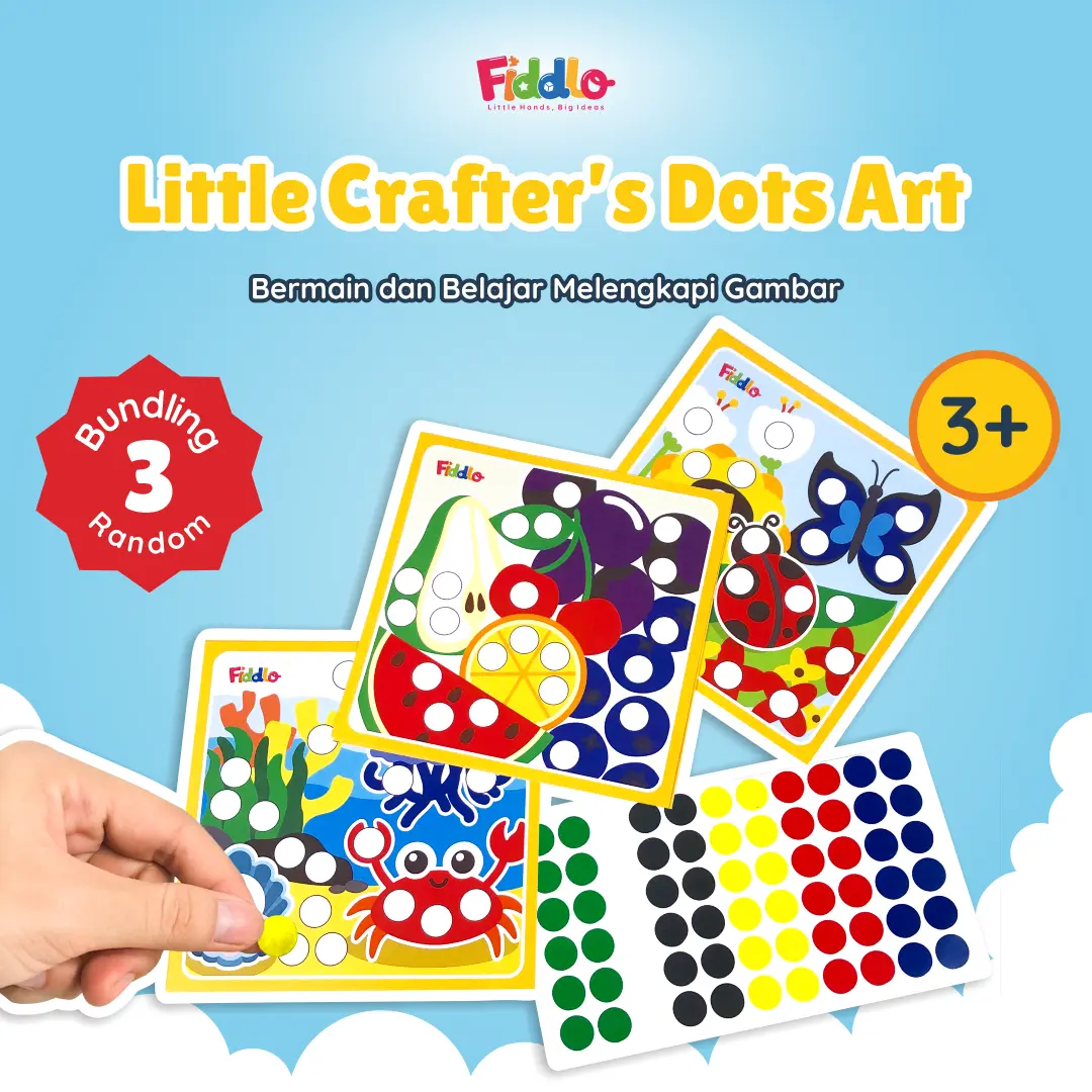 DIY Dot Sticker Bulat [3 Lembar] Activity Worksheet Anak 3th Menempel Sticker | FIDDLO Crafter's Dots Art