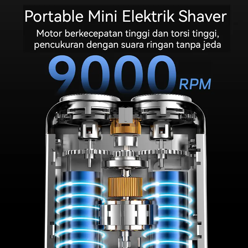 Manfen Portable Electric Shaver Dual Blades Mini Waterproof Trimmer USB-C Rechargeable Metal Body Elektrik Pria Wajah Kumis Cukur Jenggot Shaver Mesin Pencukur 4