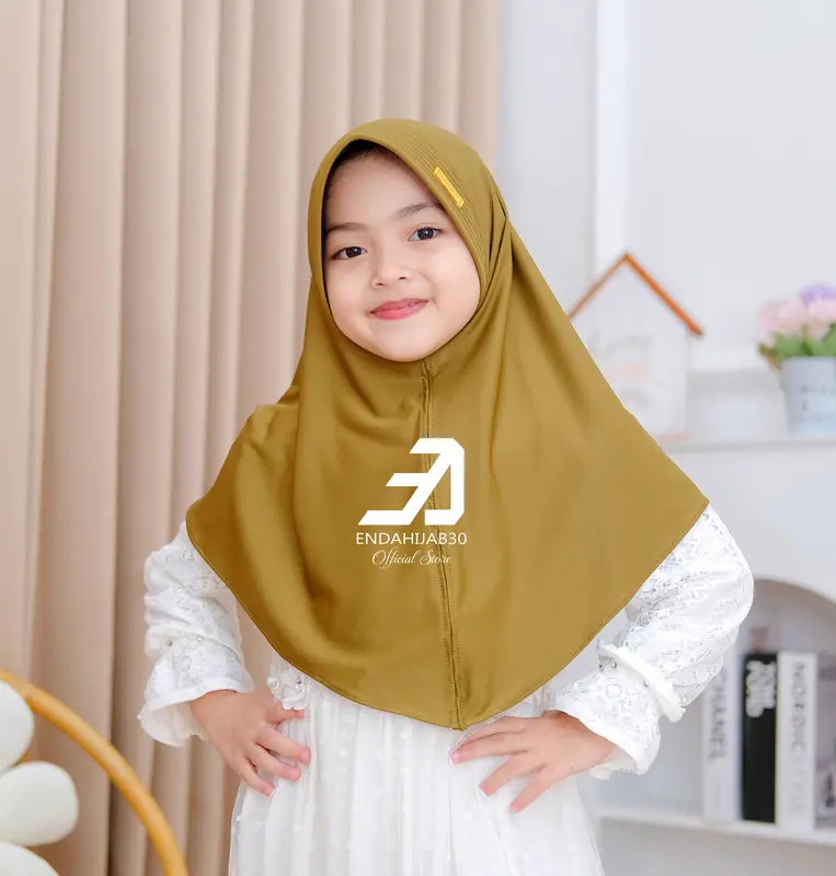 Edahijab Model Sport Anak 3-12 Tahun Paud Tk Sd Smp Hijab Muslim Instan Polos Kerudung Harian Cokelat Hitam Muslim Sekolah 0