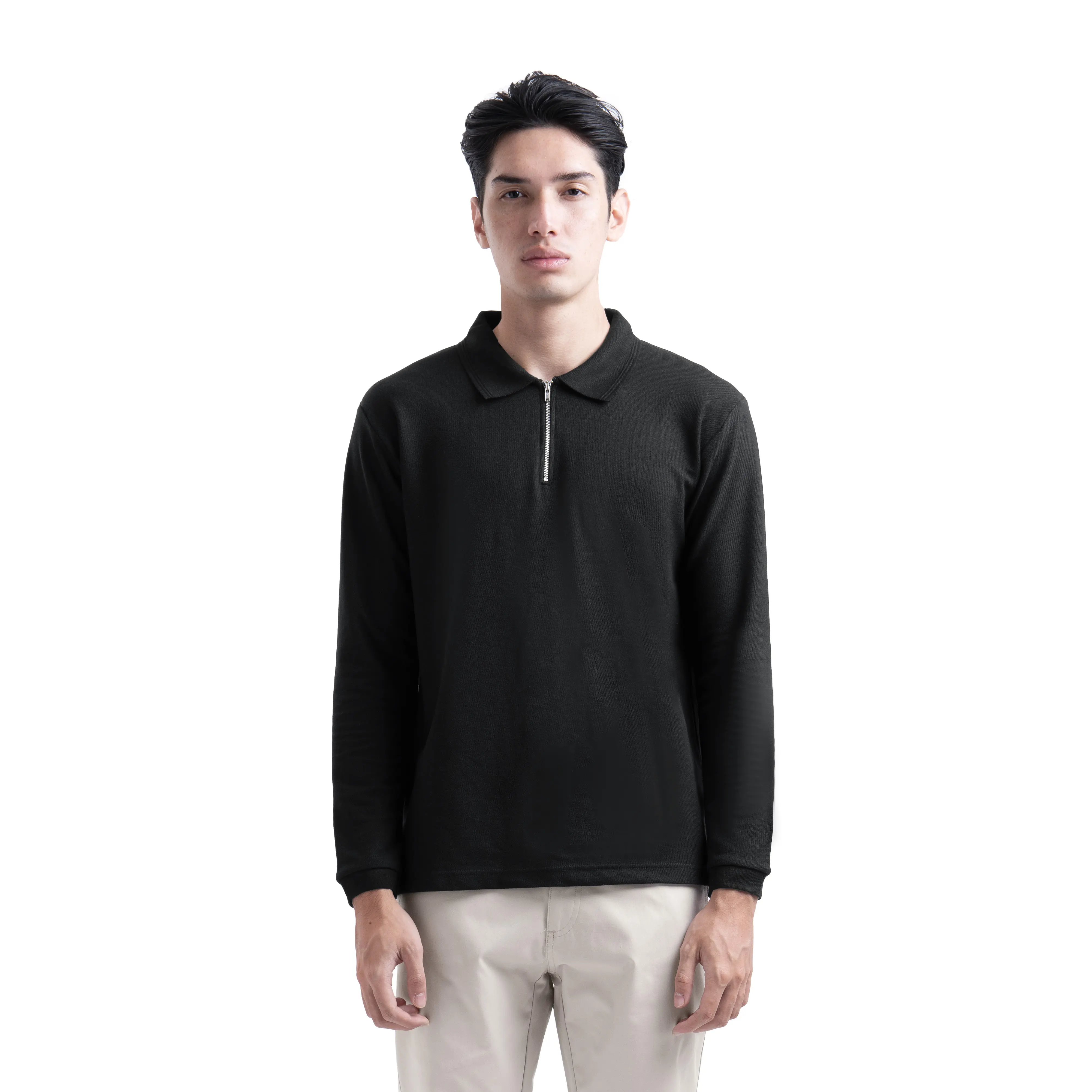 Half Zip Kaos Polo Shirt Lengan Panjang by CELANASTUDIO