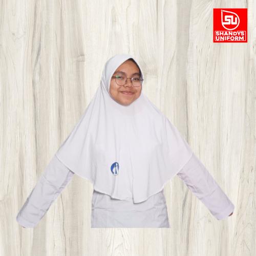Shandys Uniform I Kerudung bergo Sekolah bahan spandek model oval warna putih Jilbab Muslim Anak Instan Katun Instan Katun 6