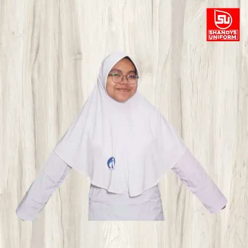 Shandys Uniform I Kerudung bergo Sekolah bahan spandek model oval warna putih Jilbab Muslim Anak Instan Katun Instan Katun 5