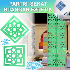 Hiasan ramadhan dekorasi sekat ruangan partisi minimalis penyekat konten idul fitri lebaran dekor dinding mihrab mushola rumah masjid properti foto produk modern ornamen islam muslim decoration ruang tamu kamar estetik background pembatas kareem kaligrafi