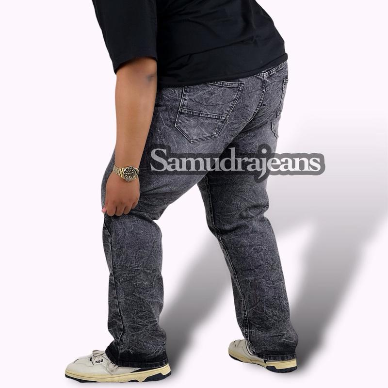 Celana Jeans Pria Snow Black Jumbo Model Slimfit Bahan Tebal Melar elastis Stretch Ukuran Big Size 36 sampai 46 Nyaman Panjang Casual Hitam 2