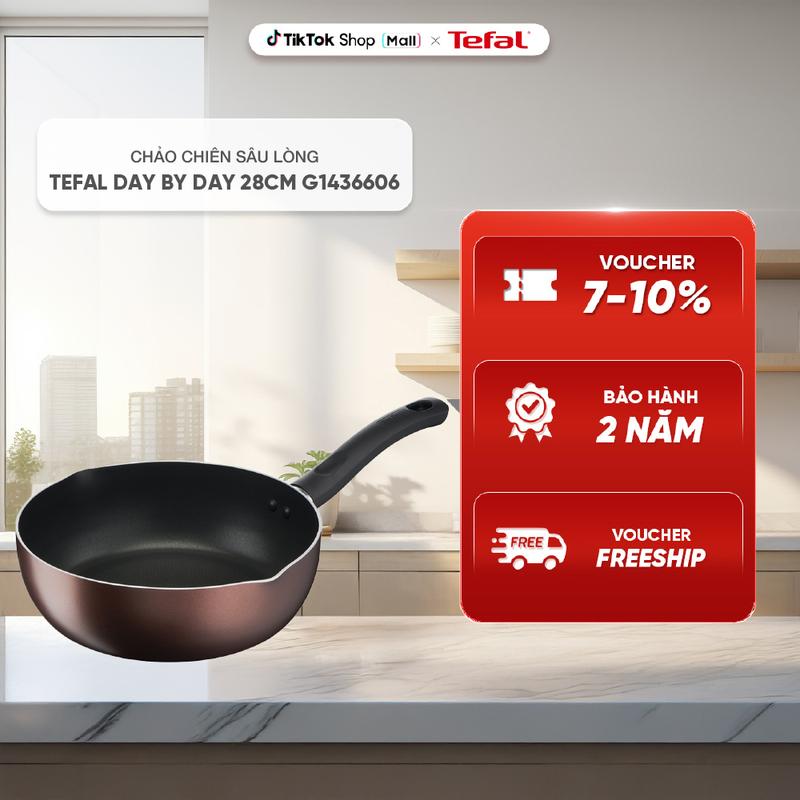 Chảo chiên sâu lòng Tefal Day By Day 24cm G1436405 - Thermo-Spot báo nhiệt độ chiên/xào phù hợp