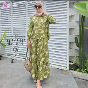 Alaya Set Rok Rayon Premium Wanita Setelan