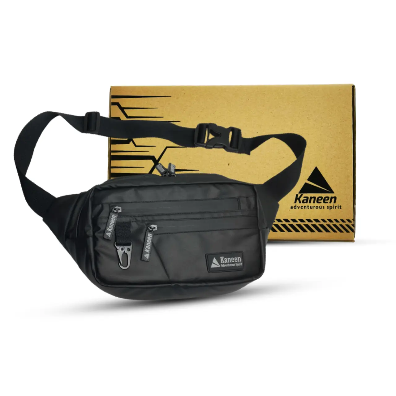 Waistbag Ultimo - Tas Waistbag Pria Waterproof Hitam Kaneen Tas Pinggang