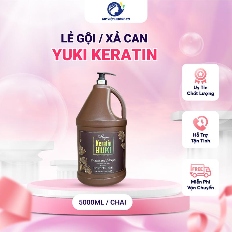 Lẻ Can Dầu Gội / Dầu xả Yuki Keratin Collagen chăm sóc tóc, phục hồi hư tổn, hương thơm dịu nhẹ - Can 5000ml (TL thực 4.3kg)