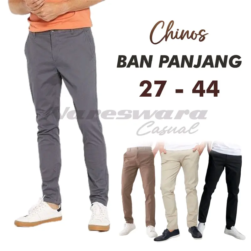 celana chino panjang pria kualitas distro nyaman elastis dan tebal Slim-fitting Formal Keren 0