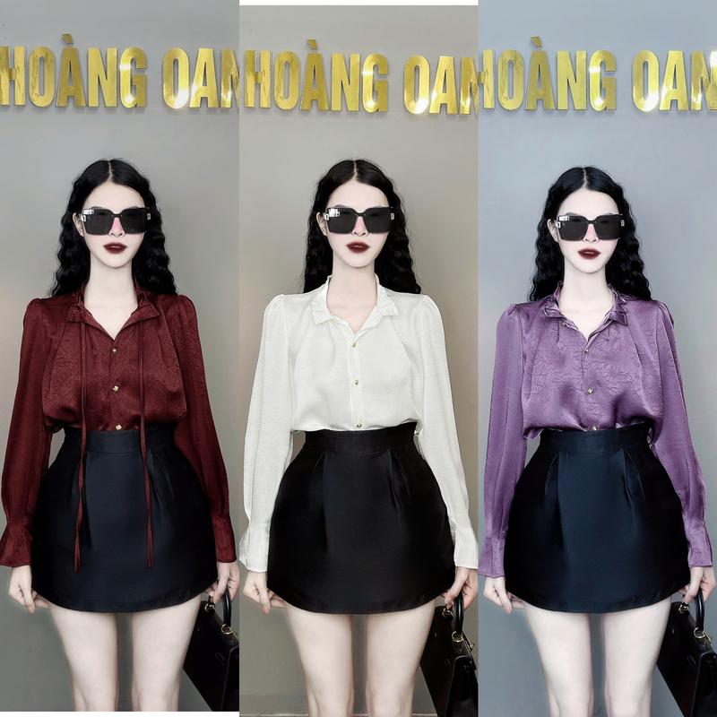 Áo sơ mi cao cấp , áo sơ mi cổ ly, tay bèo Nữ Women Voi Nhung