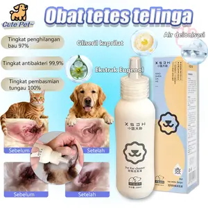 60ML Obat Tetes Telinga Kucing Hewan Peliharaan, Tungau Anjing Kucing, Penghilang Bau, Pengobatan Solusi Infeksi