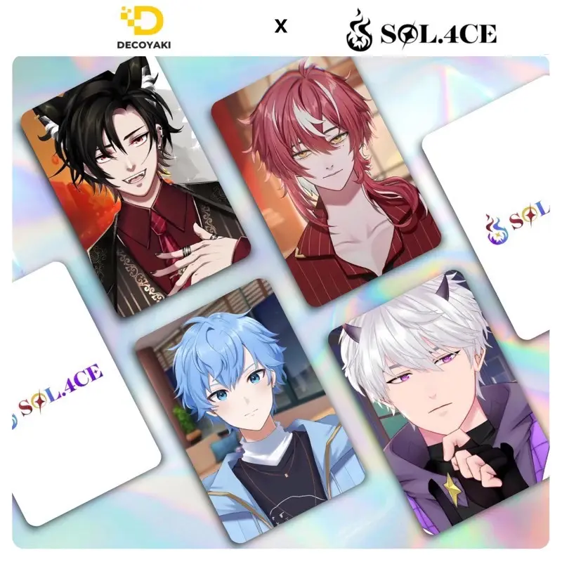 ￼Photocard Hologram Vtuber Solace, Photocard Harris Caine, Photocard Mikazuki Arion, Photocard Souta Izumi, Photocard Gingitsune Gehenna, Photocard Vtuber