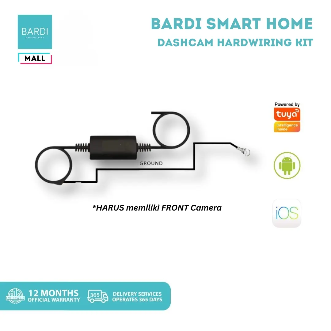 BARDI Dashcam dengan SIM Card Front Rear Hardwiring Kit Kamera Mobil Full HD 30FPS Pengawasan Optimal & Notifikasi Kecepatan Mobil