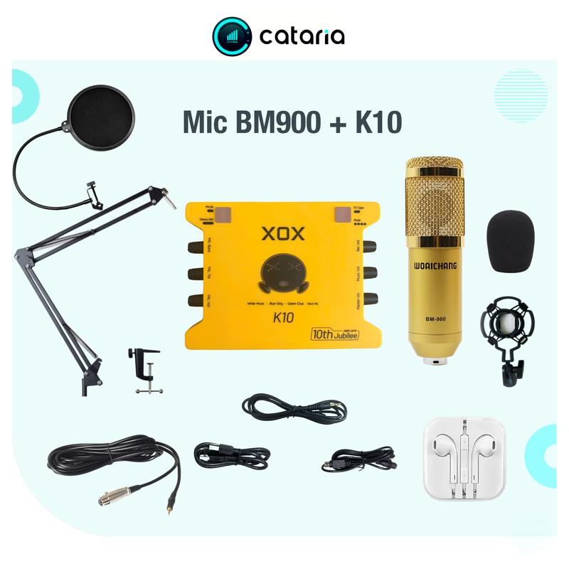  Bộ Mic Thu Âm Livestream XOX K10  Mic Bm900 tặng Tai Nghe Đèn Live Vip 
