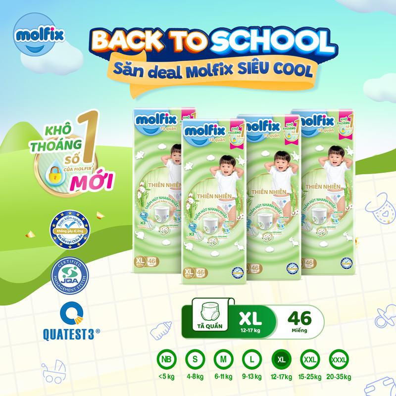 [Tặng kệ 4 tầng] Combo 4 Tã Quần Molfix Super Jumbo M60/L52/XL52/XXL38 Mỏng 30% Thấm Hút Nhanh Vạch Báo Thay Tã Thông Minh