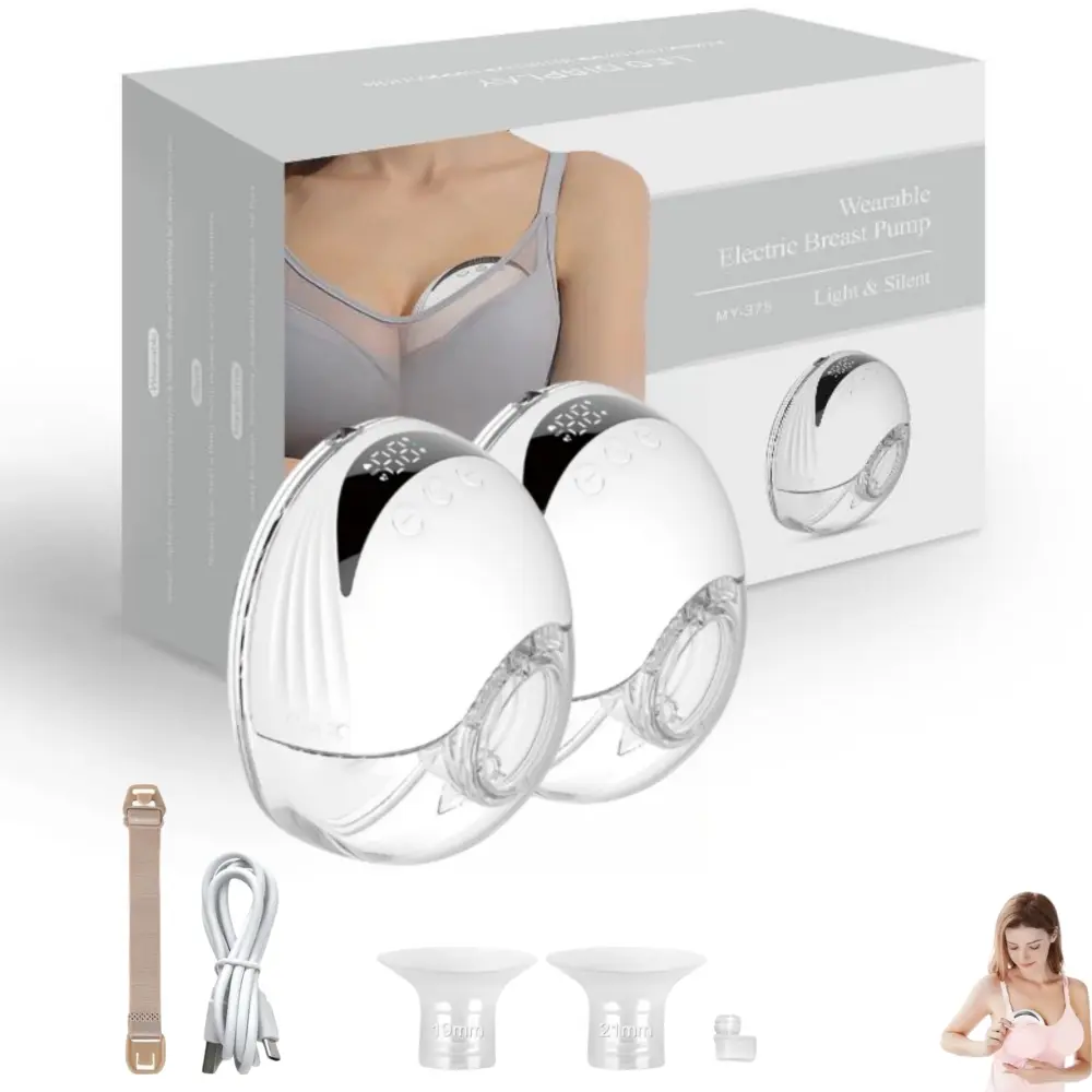 Wearable Electric Breast Milk Pumping Machine Handsfree BPA Free Low Noise 4 Mode & 12 Levels Adjustable 1200mAh USB Rechargeable Efficient Emptying Breast Invisible Wireless Breastfeeding Pump