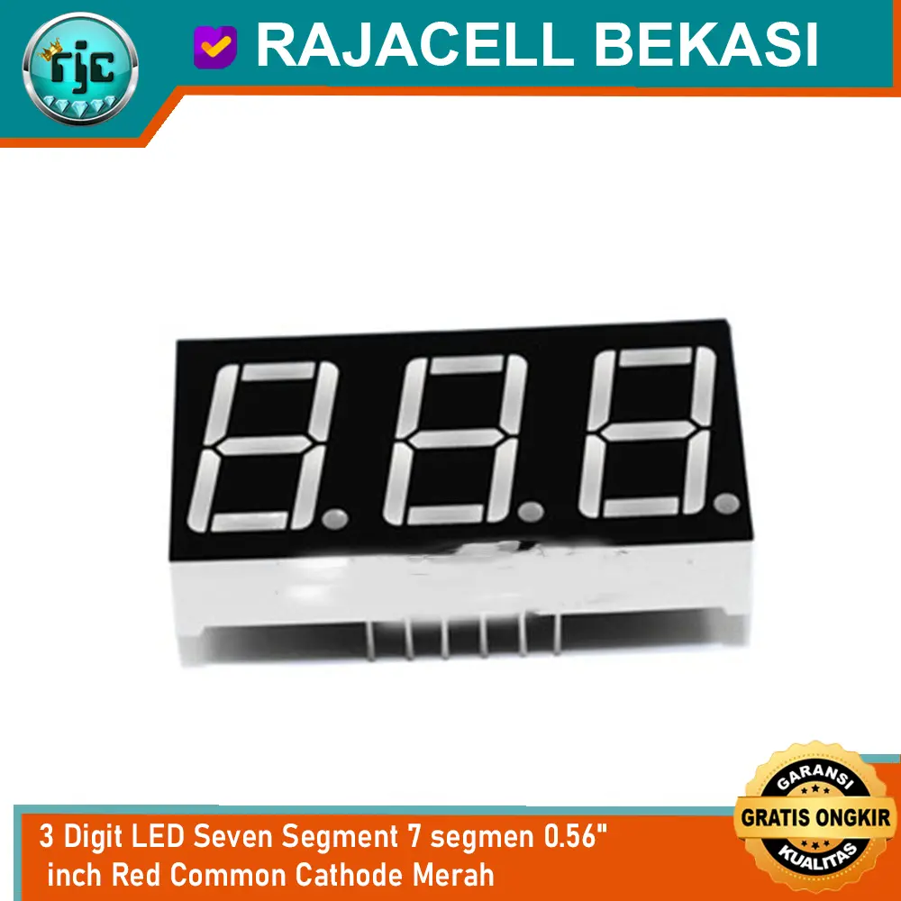 3 Digit LED Seven Segment 7 segmen 0.56" inch Red Common Cathode Merah