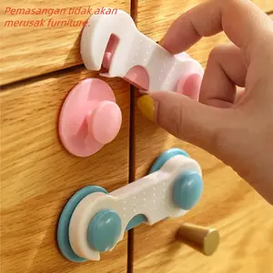 BAMBINO Kunci Kulkas Pengaman Anak Pengunci Pintu Laci Safety Lock  Lemari laci pengaman baby safety lock Bayi Blue Pink White