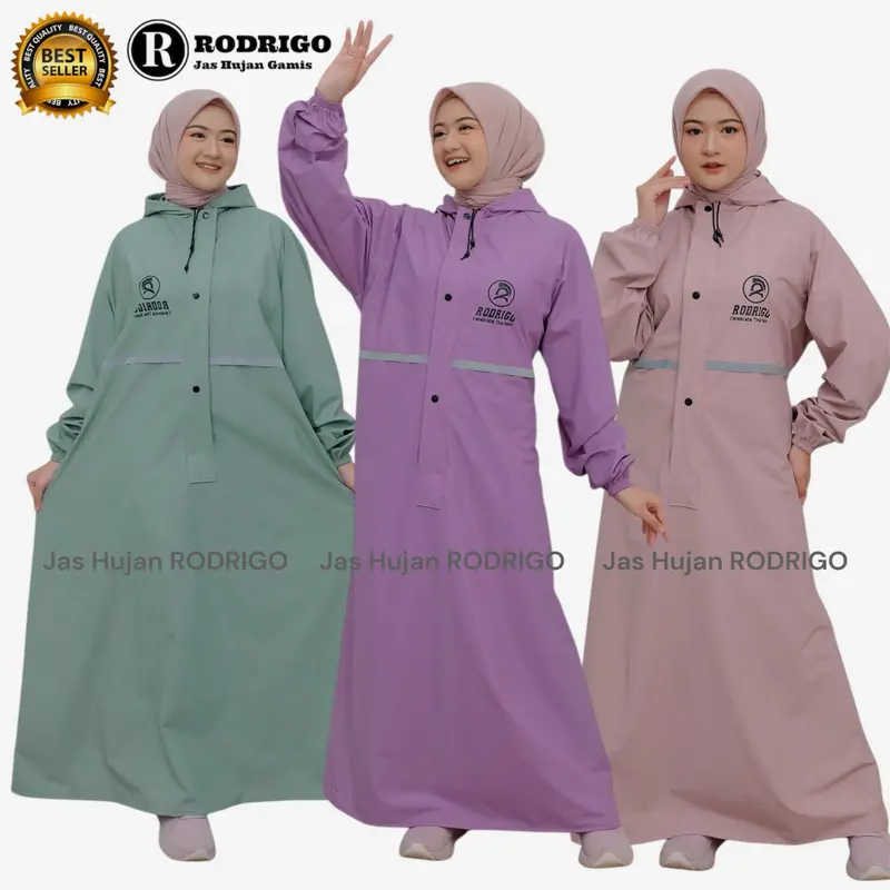 MANTOL JAS HUJAN GAMIS RODRIGO PREMIUM HIJABER JUMBO WATERPROOF TEBAL ELASTIS PVC 1