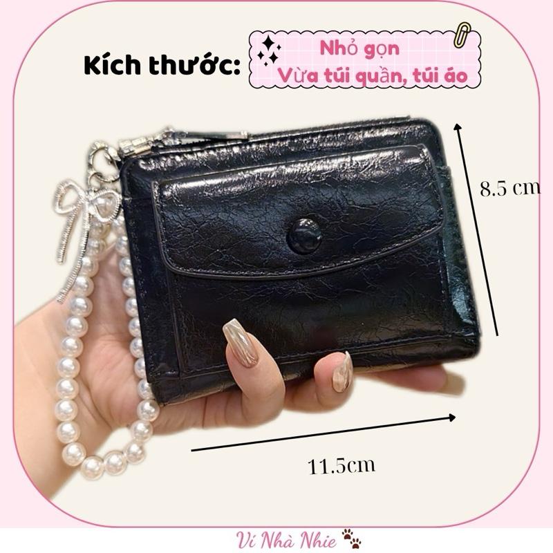    Deal mở bán . Ví Charm Nơ- Ví gập hai . 6 ngăn thẻ 1 ngăn tiền . Để túi quần túi áo 