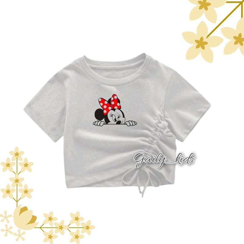 Atasan Kaos Crop Top Lengan Pendek Anak Perempuan 1