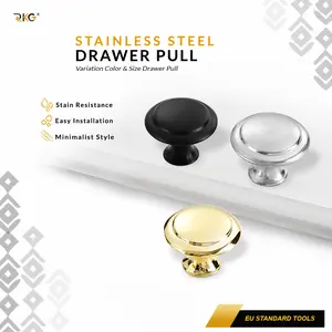 Tarikan Laci Knob Bulat Lemari Stainless Drawer Pull Handle