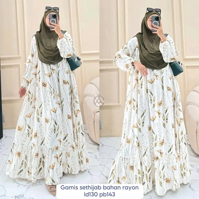 Lavanya Set Hijab Gamis syari || Gamis Set Hijab Dress Wanita Rayon  Diamond 0