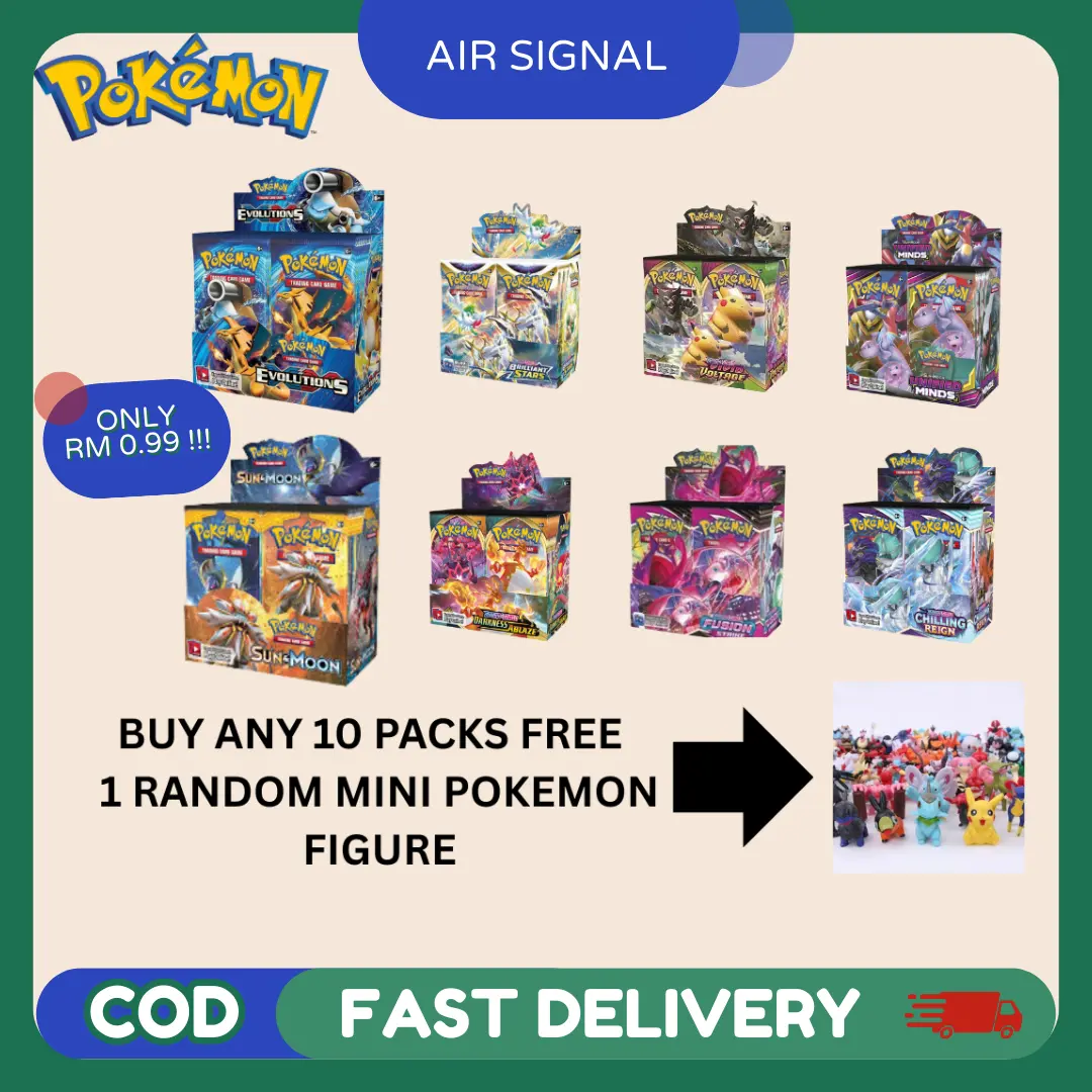 [Jualan Promosi] Kad Pokemon (Versi Inggeris) 1Pek 9 Kad Sun & Moon GX untuk Kanak-Kanak Mainan Kad - Game