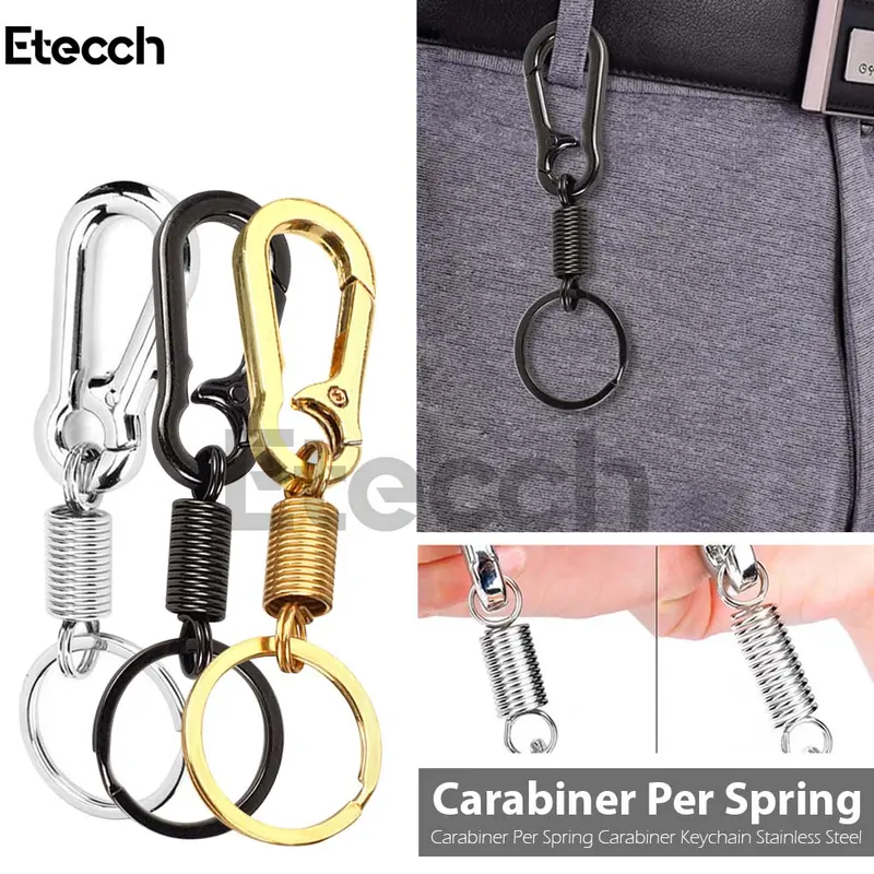 Carabiner Per Spring Carabiner Keychain Stainless Steel, Black, Silver and Gold. Pengait Elegan 0