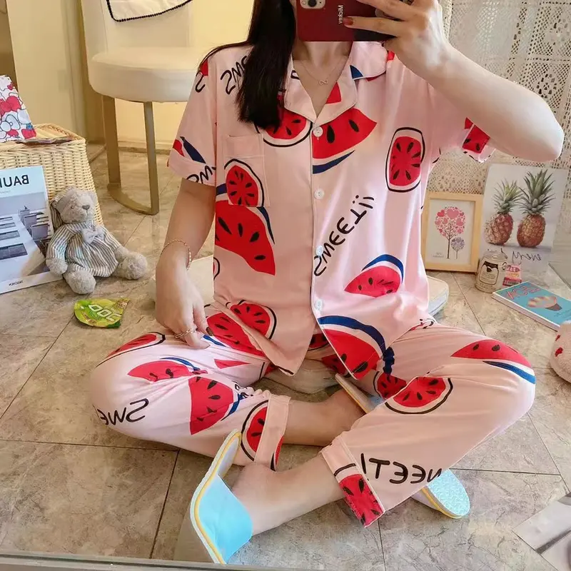 EMILY PIYAMA Baju Tidur Set Piyama Motif Buah Fit Lengan Pendek Celana Panjang Premium Pakaian Tidur Wanita Dewasa 8