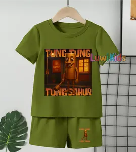 Luwi Kids Setelan Anak Cowok Trending Gambar Anomali TUNG TUNG TUNG SAHUR PART 2 Celana Fashion set Baju
