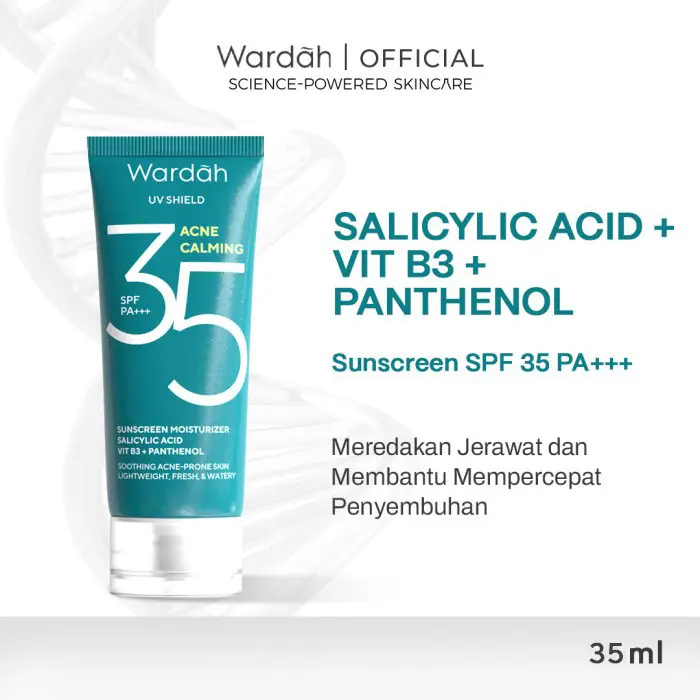 WARDAH UV Shield SPF35 PA+++ Sunscreen Moisturizer Salicylic Acid 35ml Acne Calming