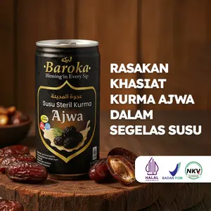 Susu Steril Baroka Kurma Ajwa 180ml – Susu Kurma Steril Siap Minum BPOM Halal