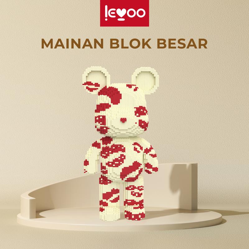 LOVE Mainan blok penyusun partikel plastik berbentuk beruang lucu ekstra besar Permainan Hadiah Gift Set Girls Boys bricks jumbo bricks jumbo Kado Toys nano blocks 5