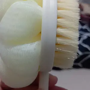 ANGOLA Sikat Punggung Badan dan Sponge Puff Loofah 2in1 D92 Alat Bantu Gosok Punggung Badan 2 Sisi/Sikat Punggung Serbaguna/Bath Brush Busa